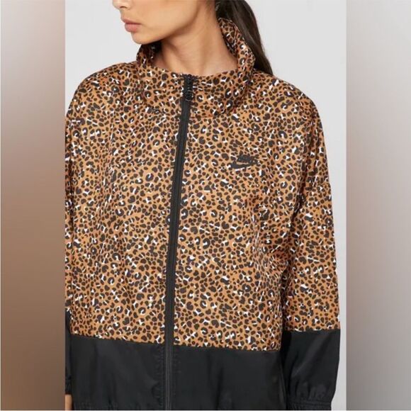 Nike Cheetah Print Leopard Windbreaker Track Jacket 3/4 sleeves, Size Large - Picture 4 of 13